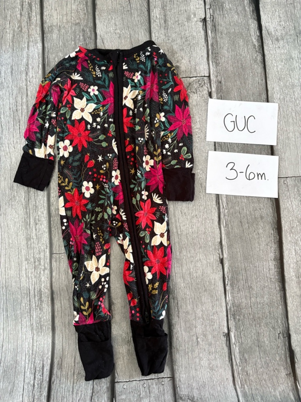 Floral Baby Footed Zipper Pajamas - little sleepies
